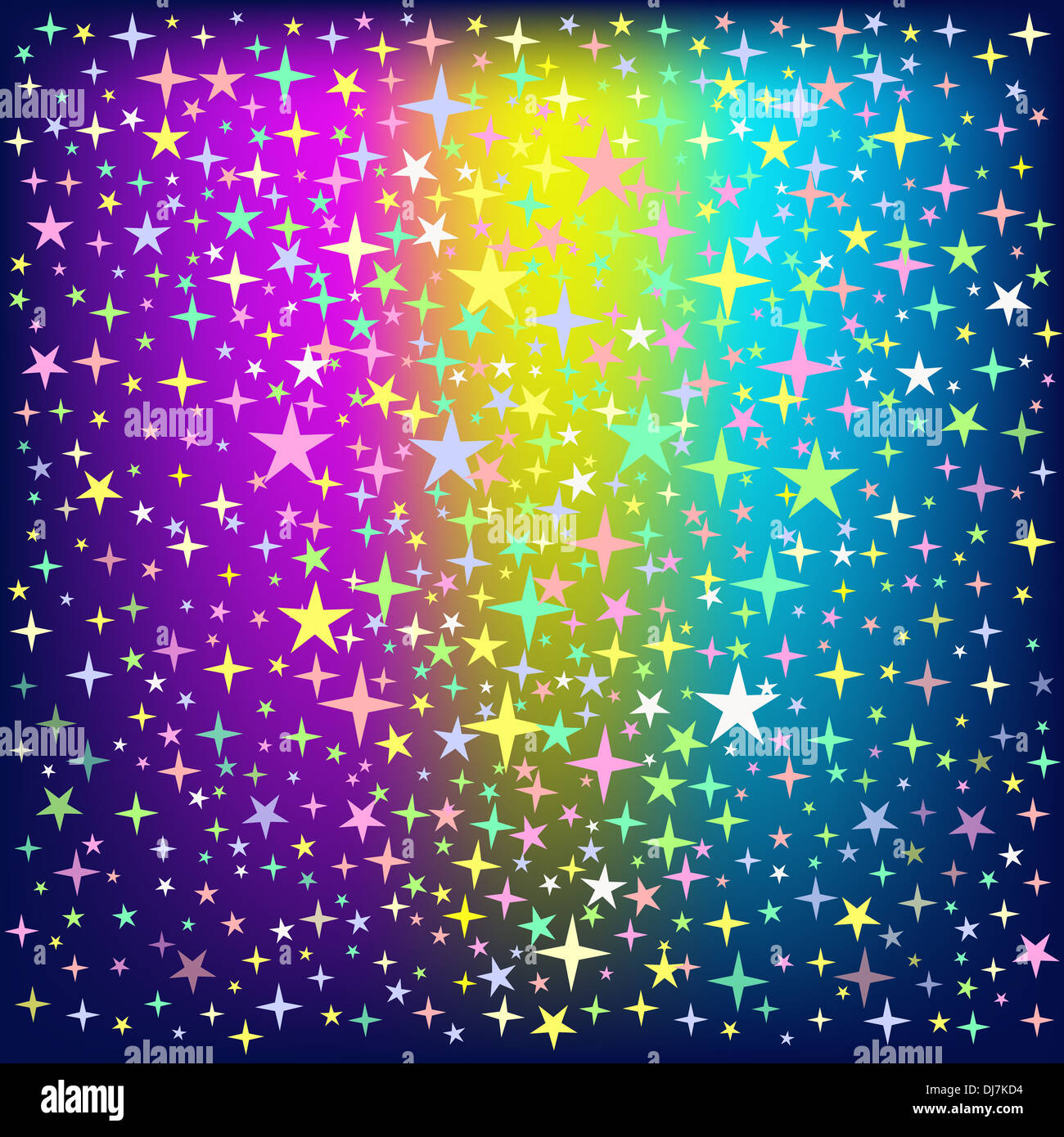 Colorful Star Rain on Glowing Background Stock Photo