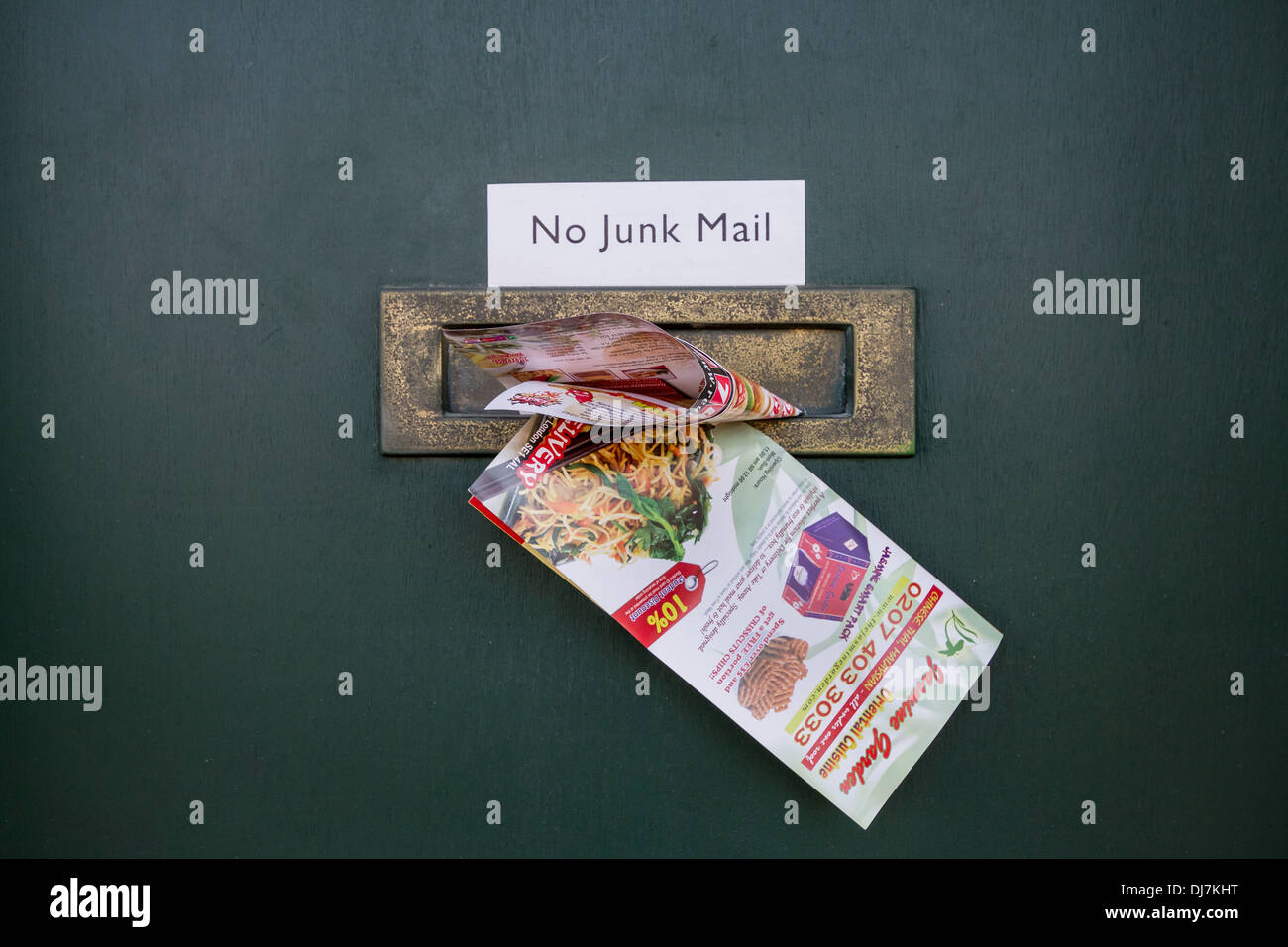 'No Junk Mail' Junk Mail in letter box Stock Photo Alamy