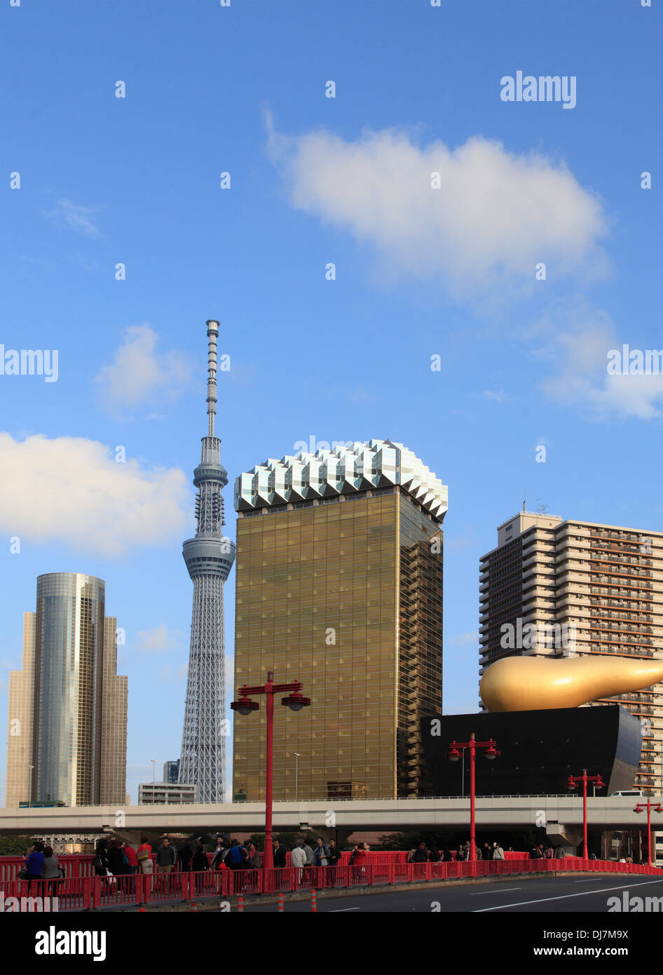 Japan, Tokyo, Asahi Breweries, Tokyo Skytree, Stock Photo