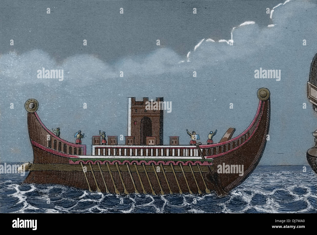 Ptolemaic Empire in Egypt during the Hellenistic period. Ptolemy's show-ship. Engraving. (Later colouration) Stock Photo