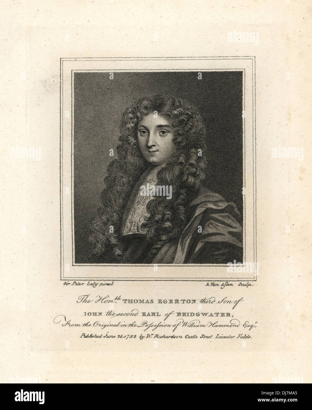 Thomas Egerton, third son of John II, Earl of Bridgewater, died 1729. Stock Photo