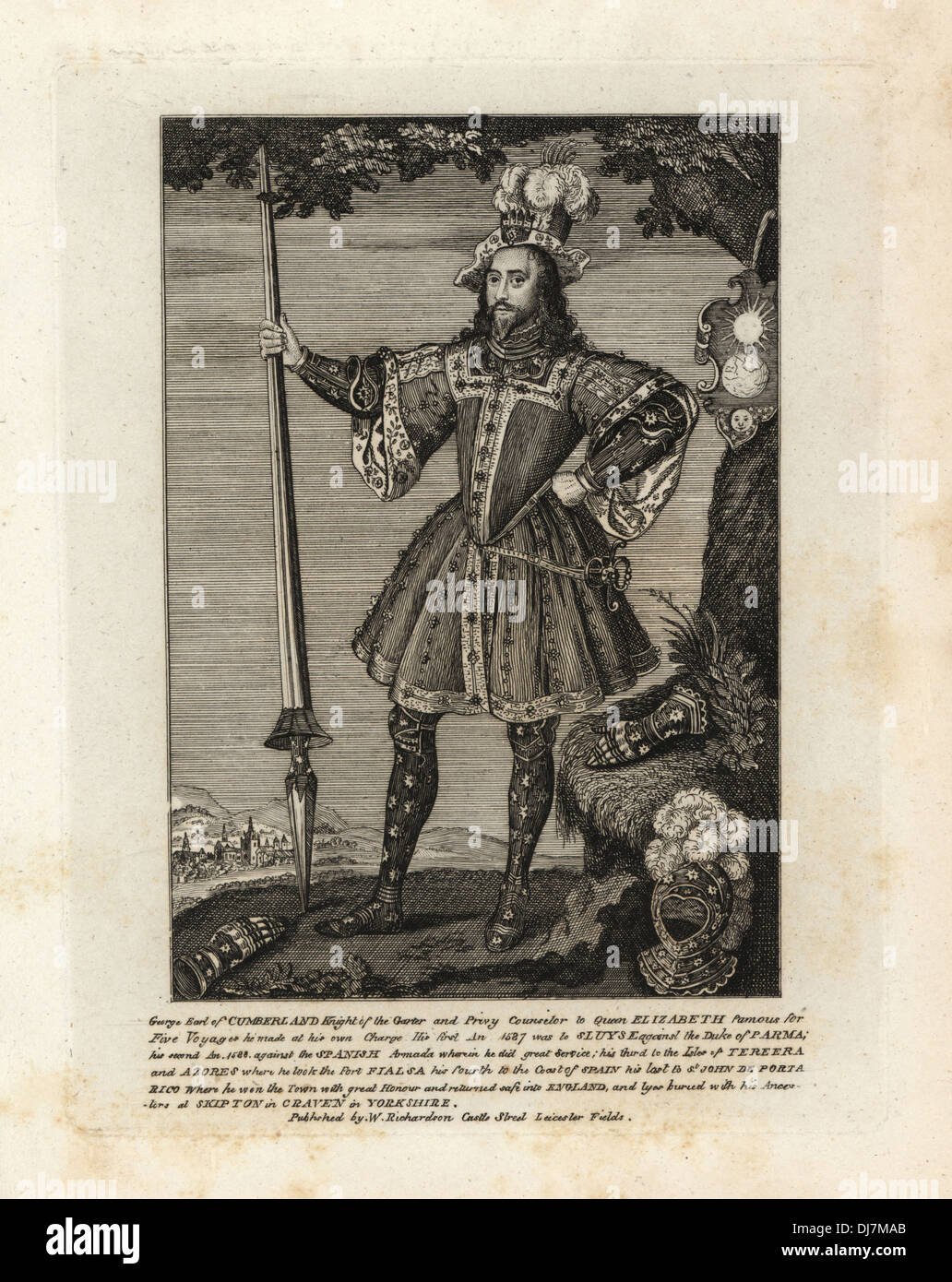 George Clifford, Earl of Cumberland, Privy Counselor to Queen Elizabeth I, dressed for a tournament, died 1605. Stock Photo