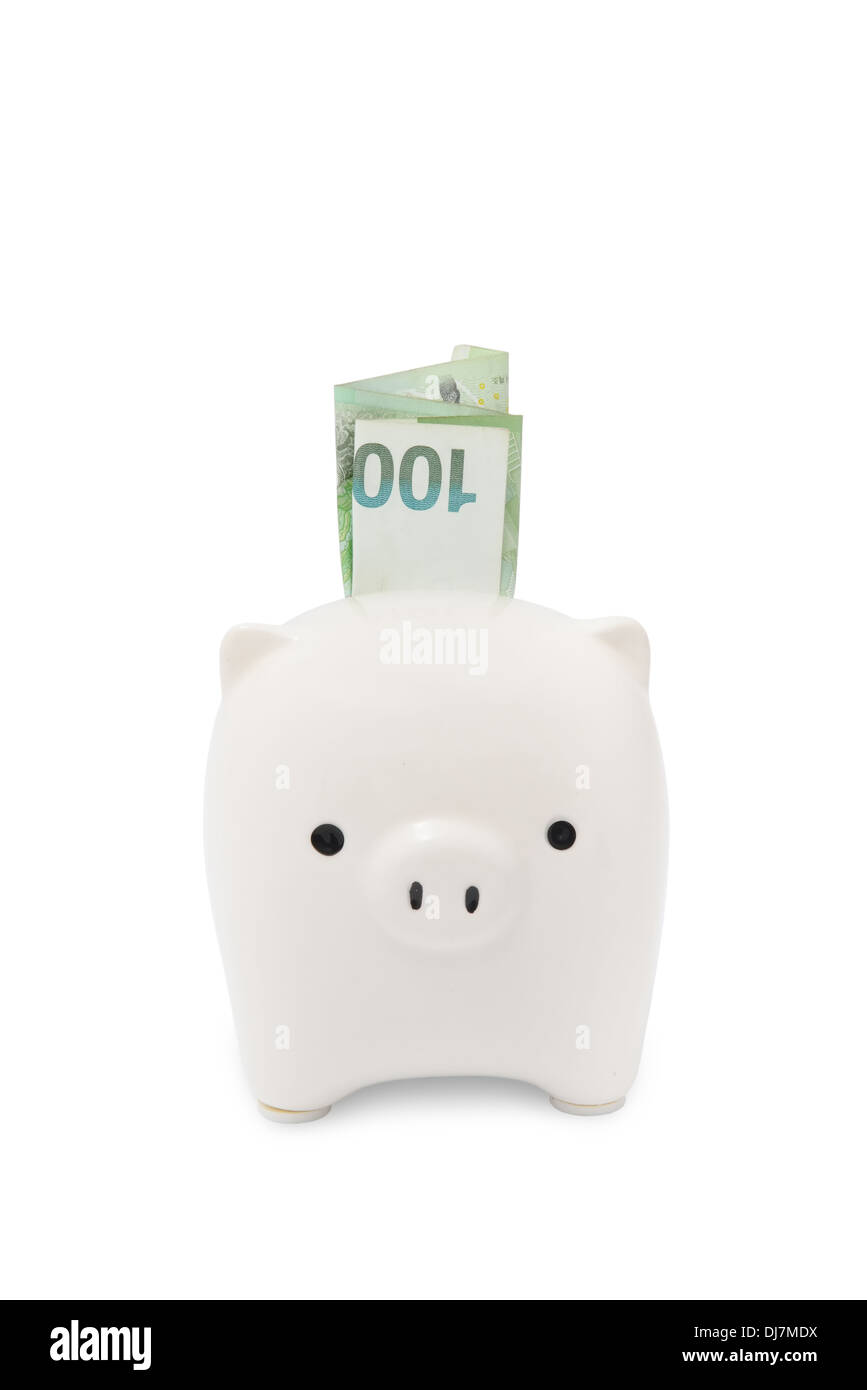 piggy bank with 10000 won bill Stock Photo
