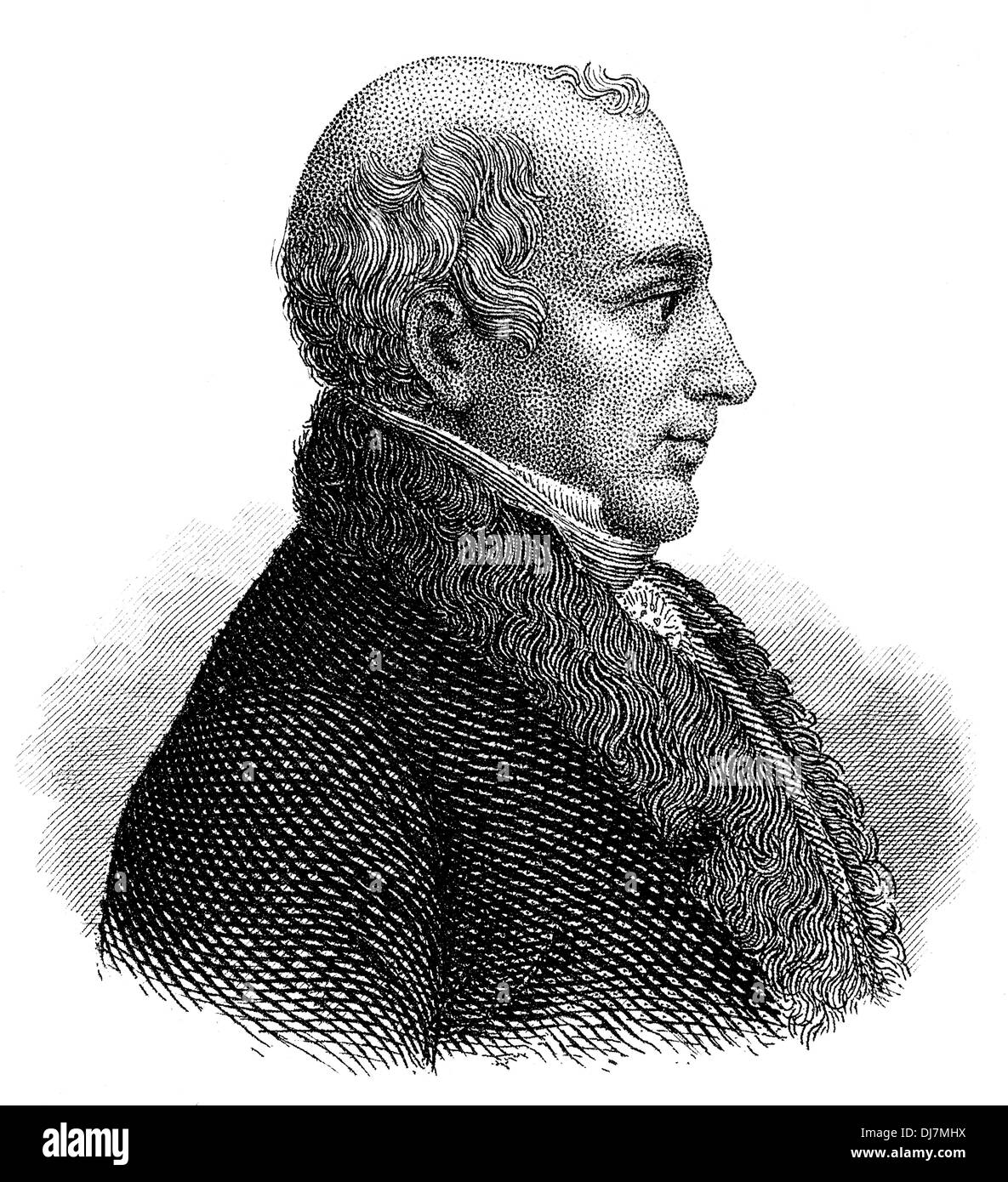 Portrait of Luigi Aloisio Galvani or Aloysius Galvani, 1737 - 1798, an Italian physician, physicist and philosopher Stock Photo