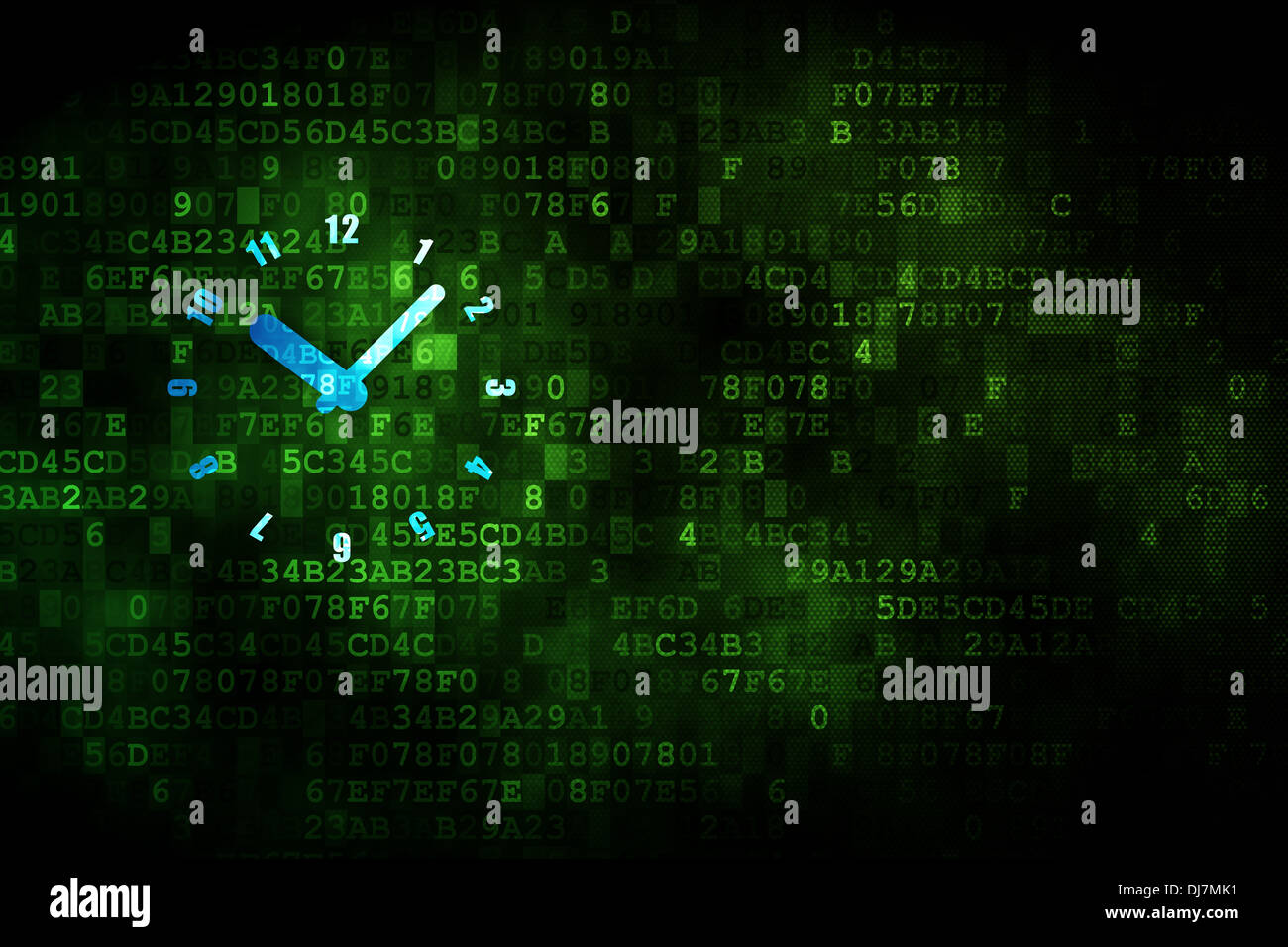 Time concept: Clock on digital background Stock Photo