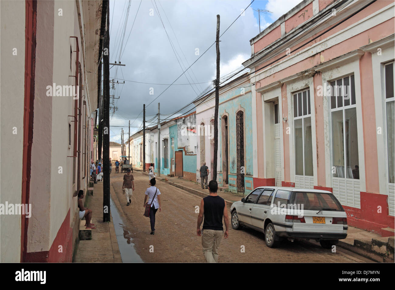 Calle Alejandro del Rio, Remedios, Villa Clara province, Cuba, Caribbean Sea, Central America Stock Photo