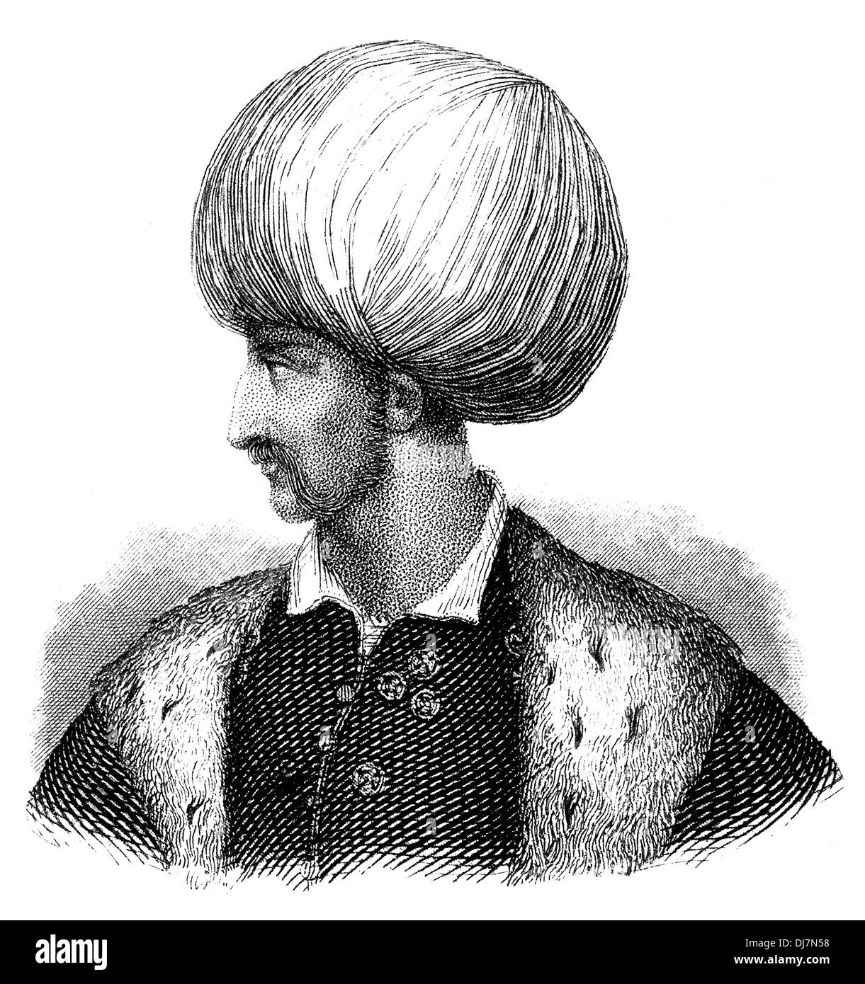 Portrait of Suleiman I, the Magnificent, 1494 - 1566, the tenth Sultan of the Ottoman, Stock Photo