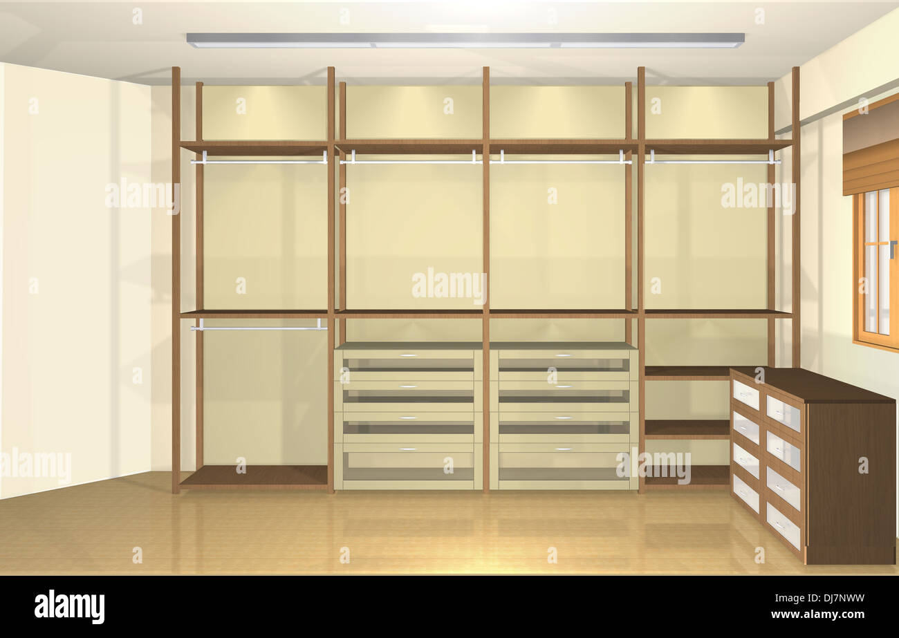 3d interior design, spacious modern dressing room Stock Photo - Alamy