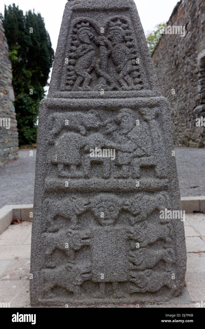 East face showing Daniel in the Lions pit, the sacrifice of Isaac and Adam and Eve, the Tree of the Knowledge of Good and Evil Stock Photo