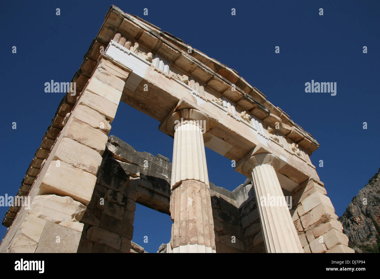 Greece. Delphi. The Athenian Treasury. Doric style. 490 BC. Stock Photo
