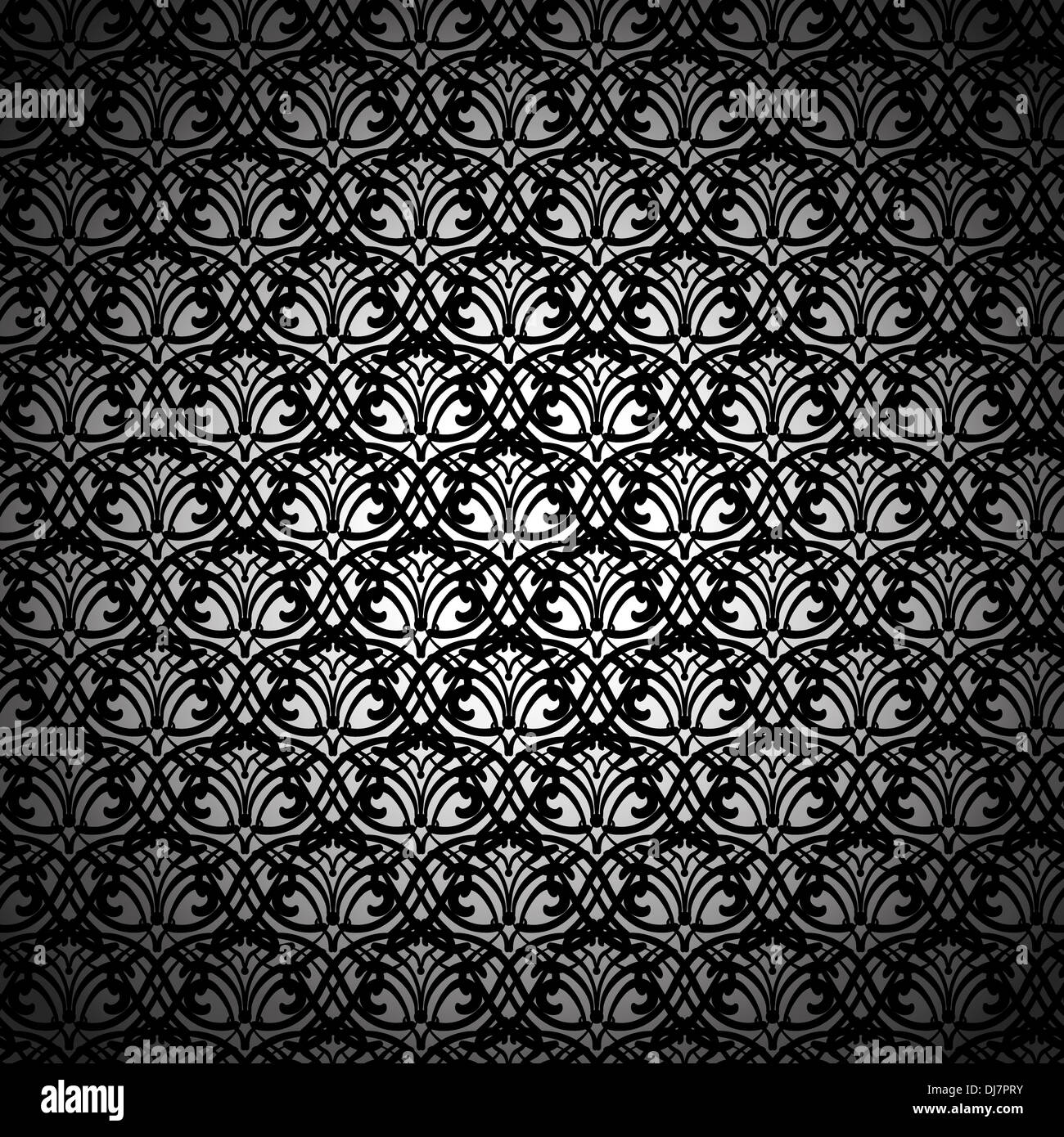 Black Lace Pattern on White Background Stock Photo