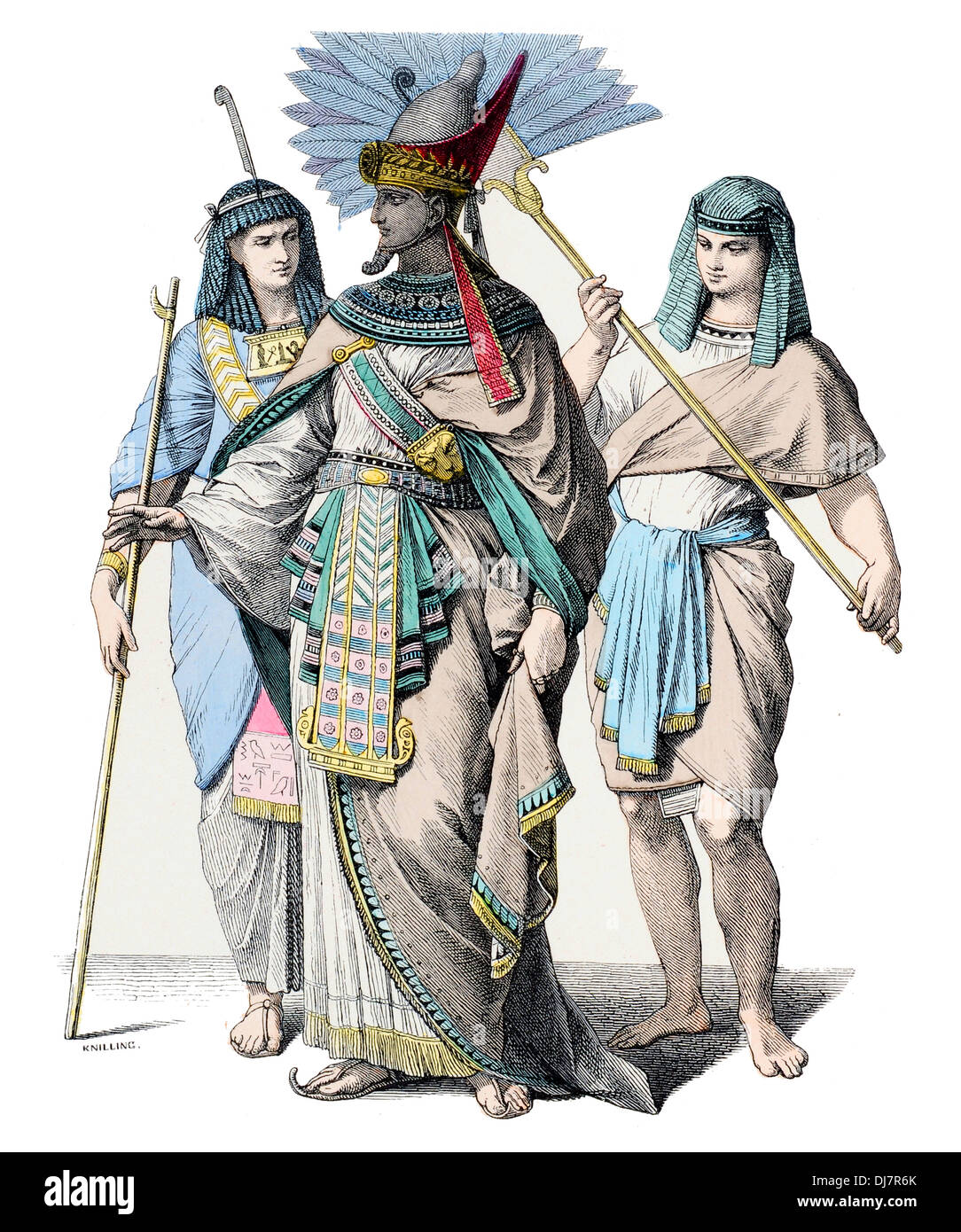 Pre Christian BC Ancient Egypt Court Official and Fan Bearer Stock Photo