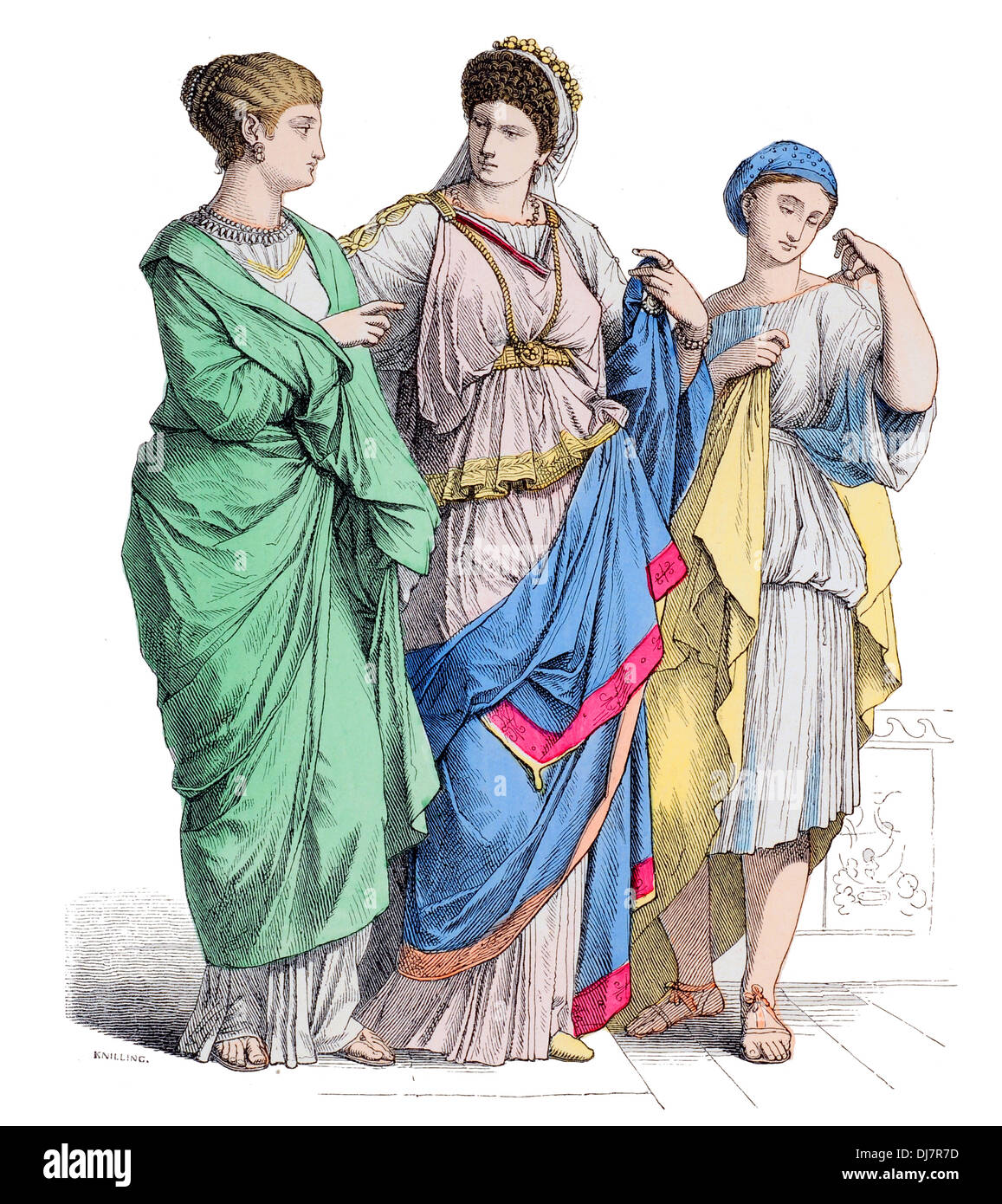 Pre Christian BC Roman Ladies of Rank and female Slave Stock Photo
