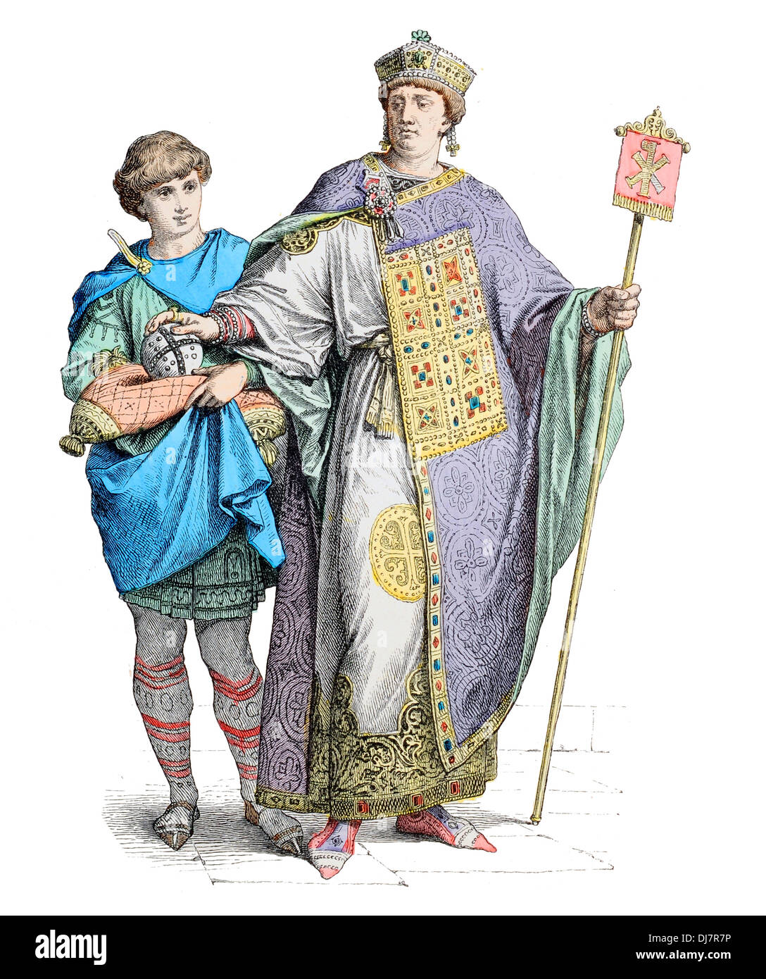 Early AD Byzantine Empire Youth of noble birth and Emperor Stock Photo