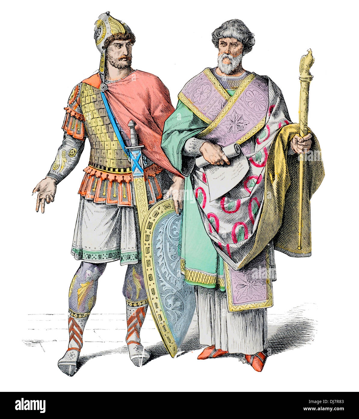 Early AD Byzantine Empire Chancellor and soldier Stock Photo