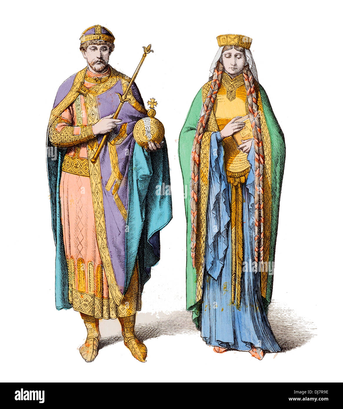 11th Century XI Franks King and Queen Stock Photo