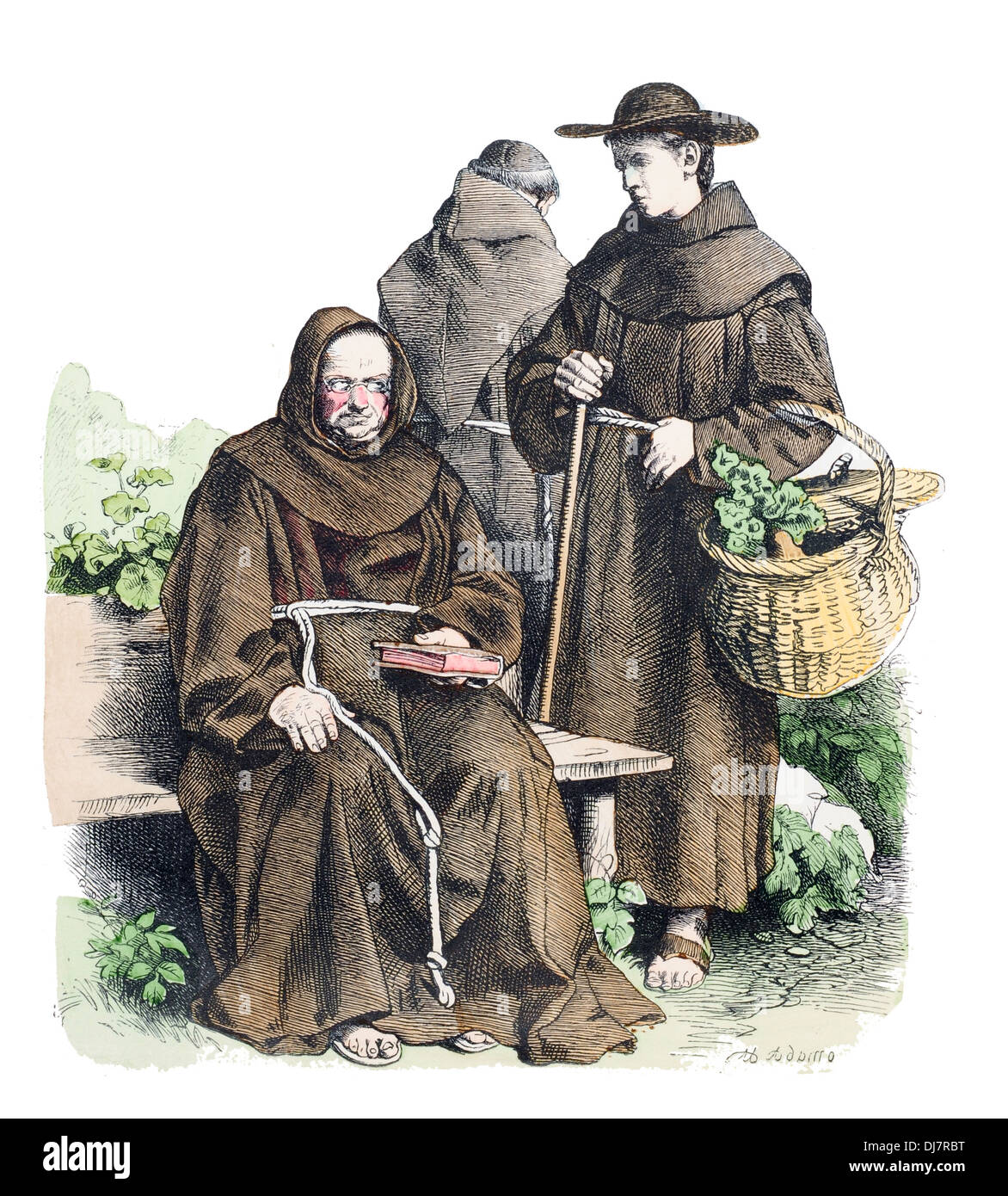 Franciscan monks late 18th century XVIII Stock Photo