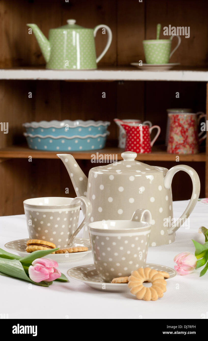 Gray tea set Stock Photo