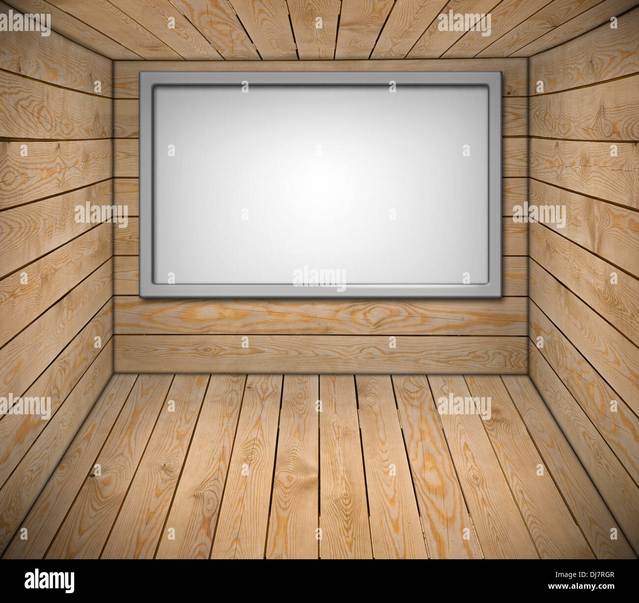 Blank billboard in wooden interior Stock Photo - Alamy