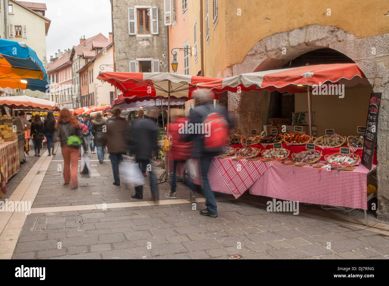 Market in Annecy in the Haute Savoie (74) departement of France Stock Photo