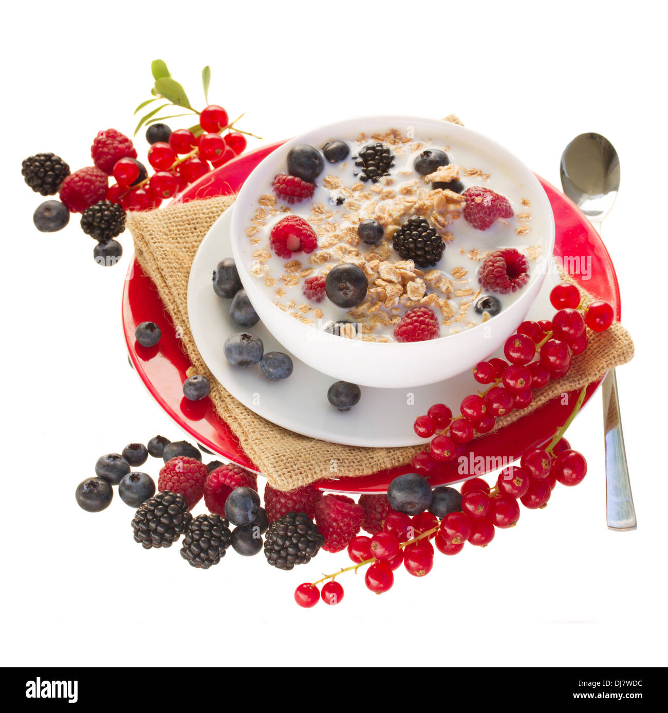 The oat flakes with berries Stock Photo