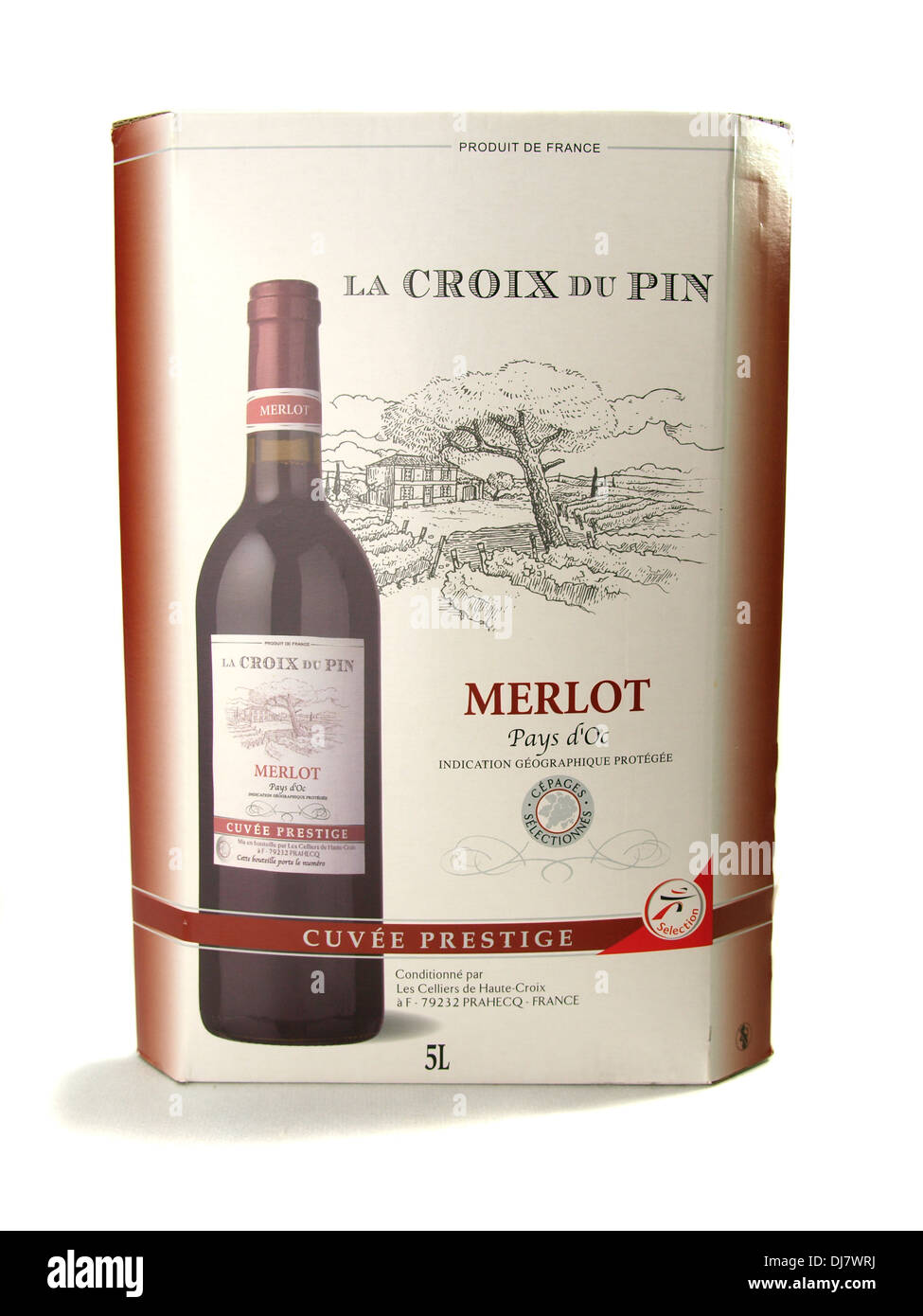 La Croix du Pin box of Merlot wine from France Stock Photo