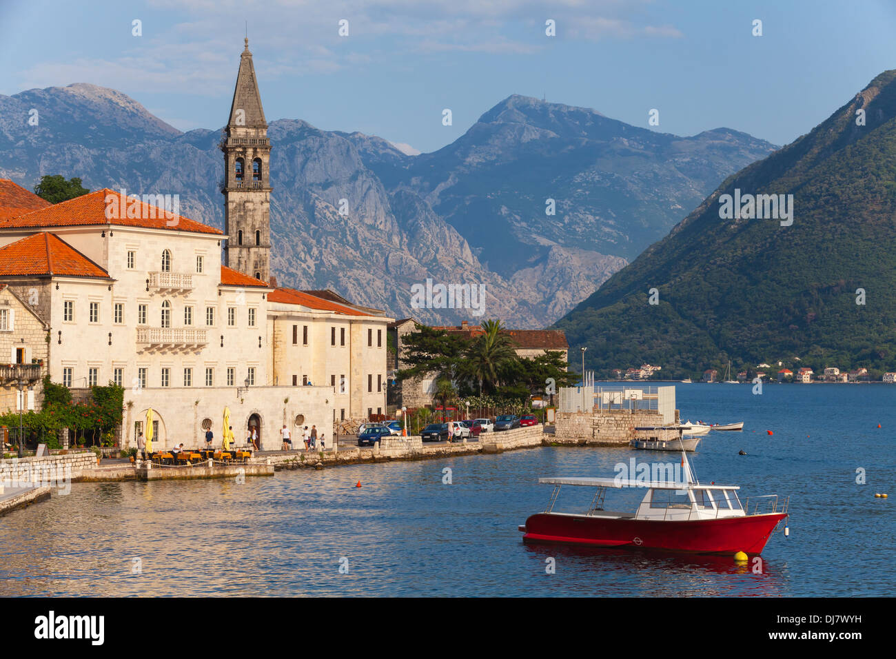 Landscape of old town Perast in Kotor bay, Montenegro Stock Photo