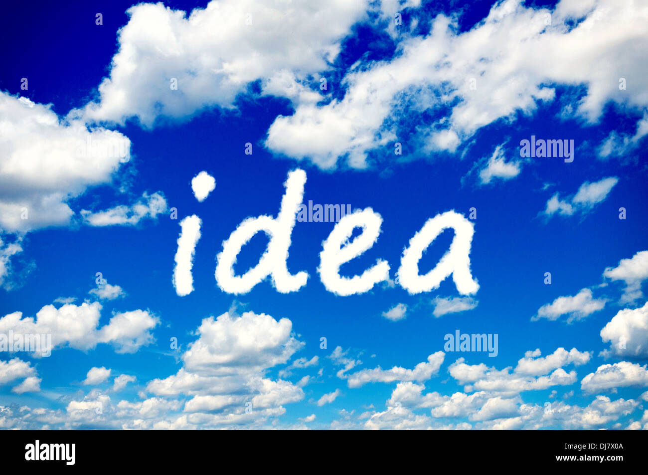 Idea clouds on the clear blue sky Stock Photo