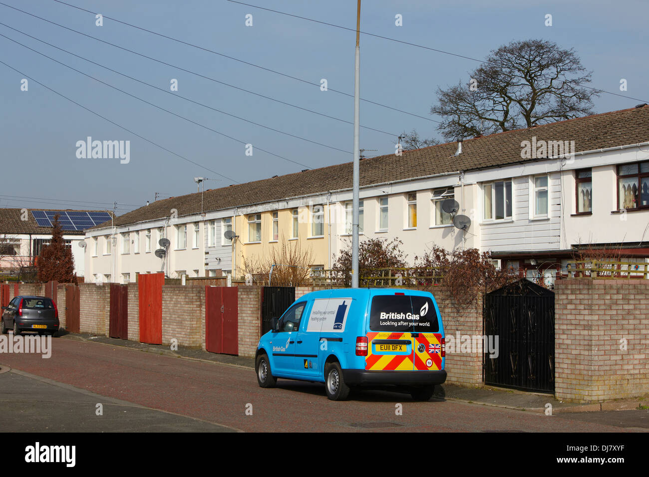 British Gas at an external wall insulation system EWI being installed