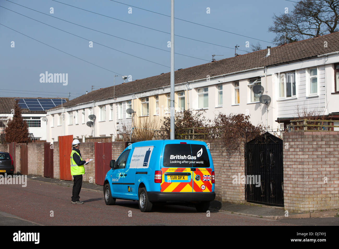 British Gas at an external wall insulation system EWI being installed