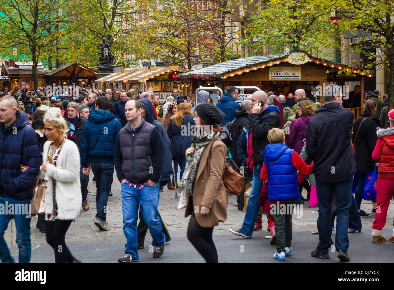 Manchester, UK. 24th Nov, 2013. Visitors flocking to the Manchester Christmas Markets in its 15th Year Credit:  Andrew Barker/Alamy Live News Stock Photo