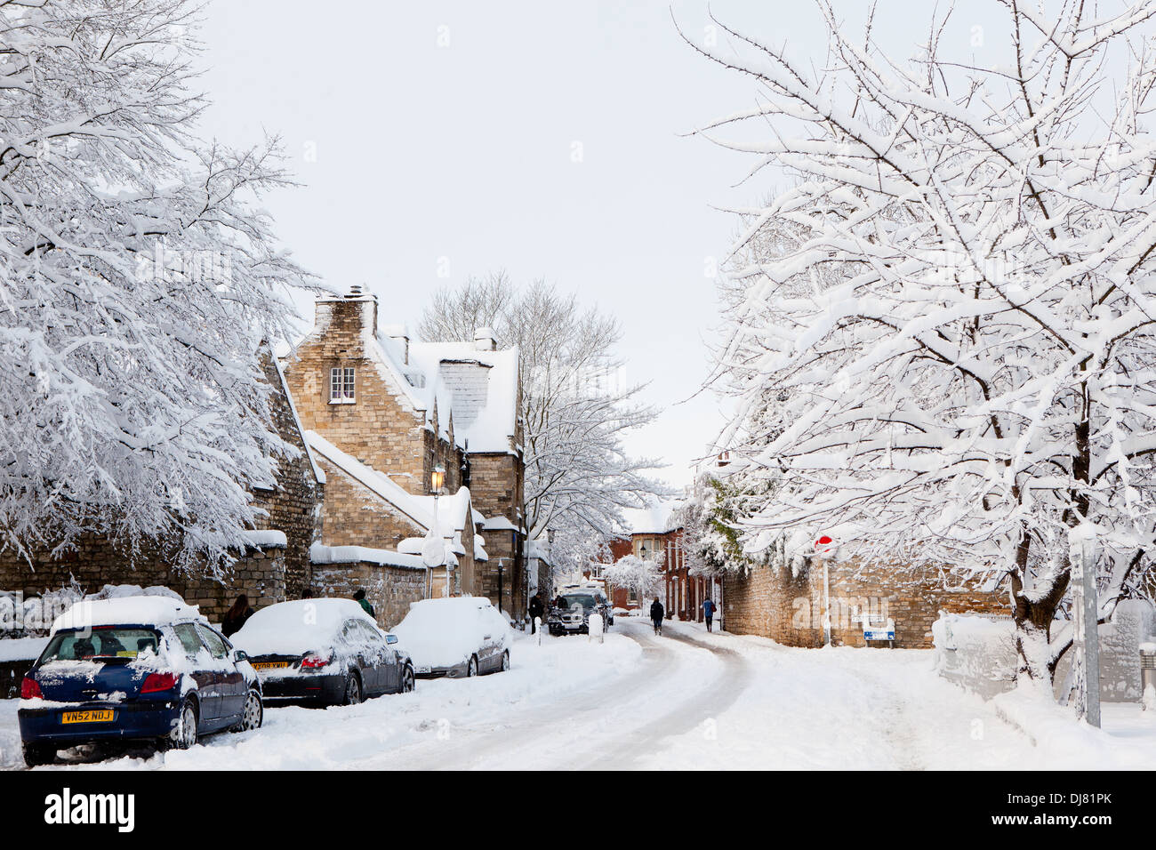 Eastgate in Lincoln, Lincolnshire covered in snow following a heavy snowfall Stock Photo