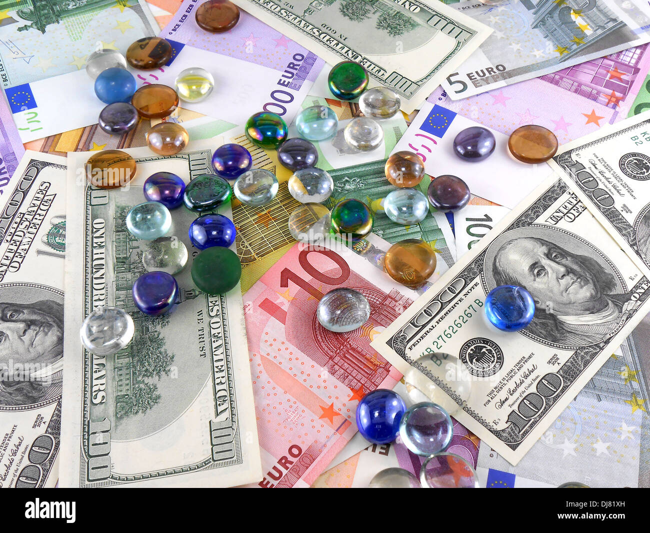 stones set on euro money background Stock Photo