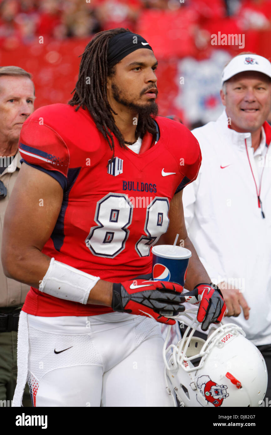Dec. 12, 2012 - November 23, 2013 Fresno, CA - Fresno State tight end  Marcel Jensen after the game between the New Mexico Lobos and the Fresno  State Bulldogs at Bulldog Stadium