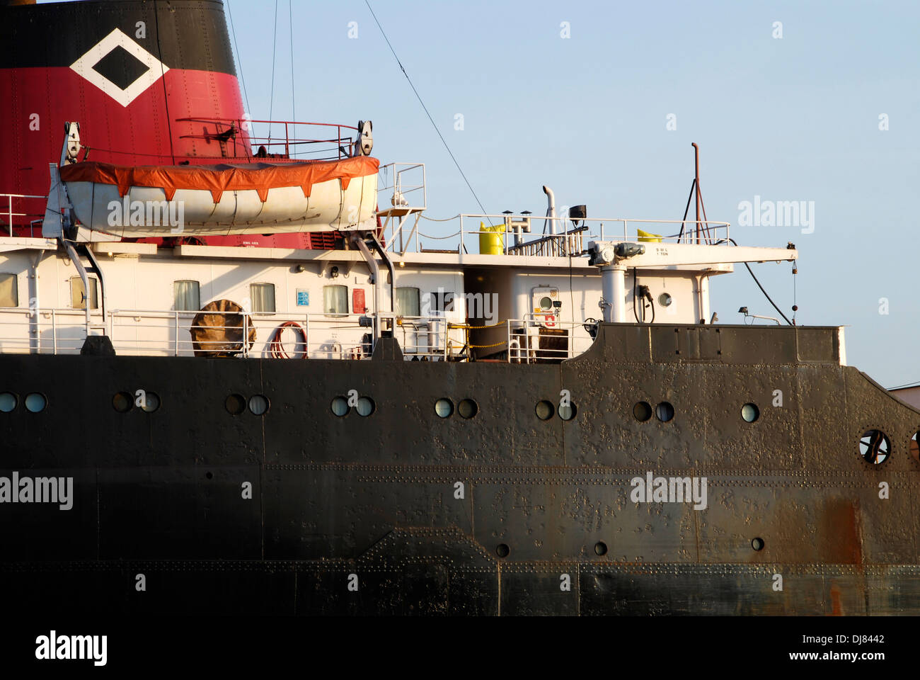 A Great Lakes freighter moored for the winter in the Port of Toronto Stock Photo