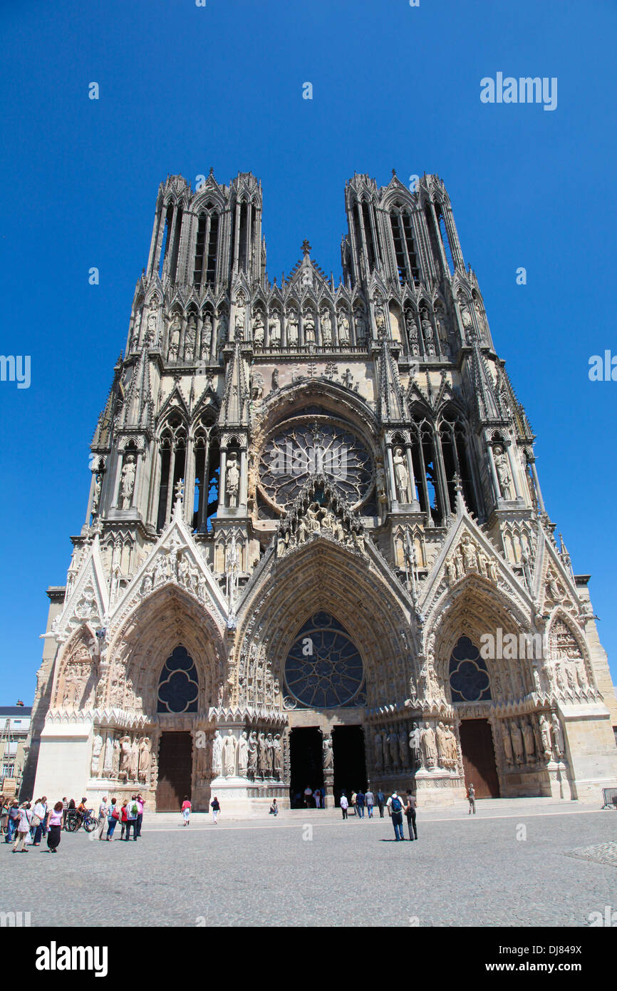 Reims Cathedral in Champagne region, France, on July 3, 2011 Stock