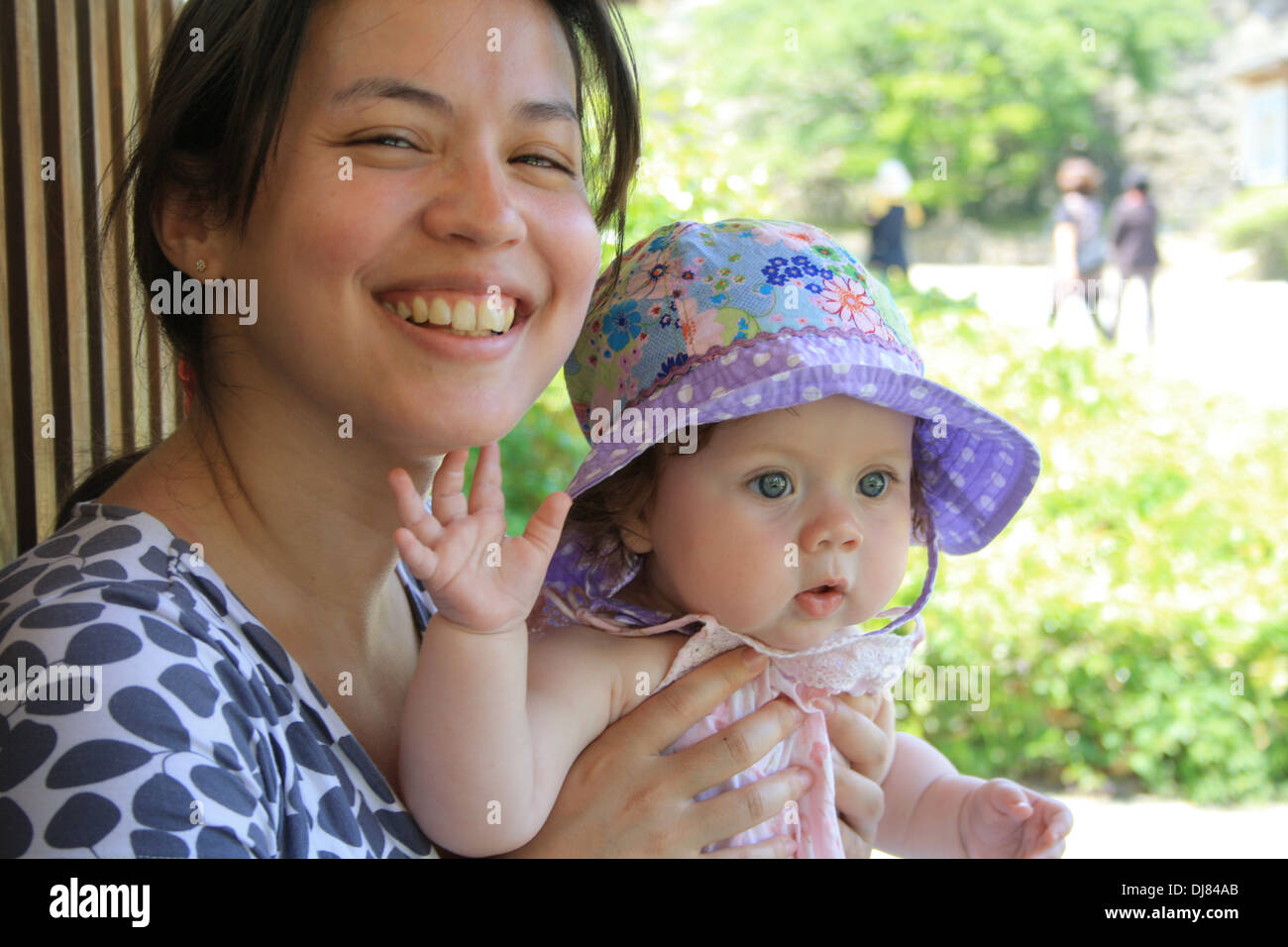 Mother and baby in Himeji, Hyōgo Prefecture, Kansai, Japan Stock Photo