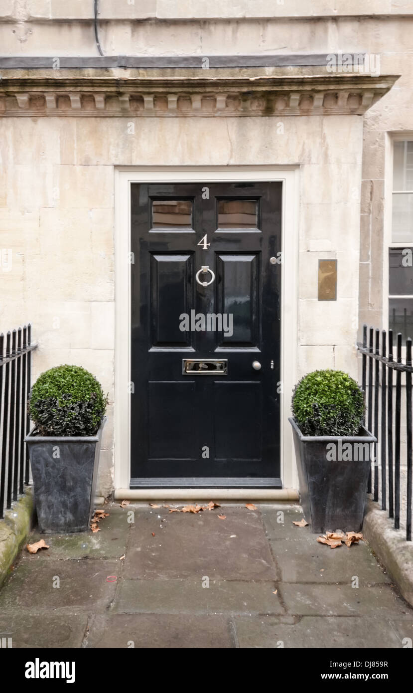 Front door detail of traditional English terraced house Stock Photo