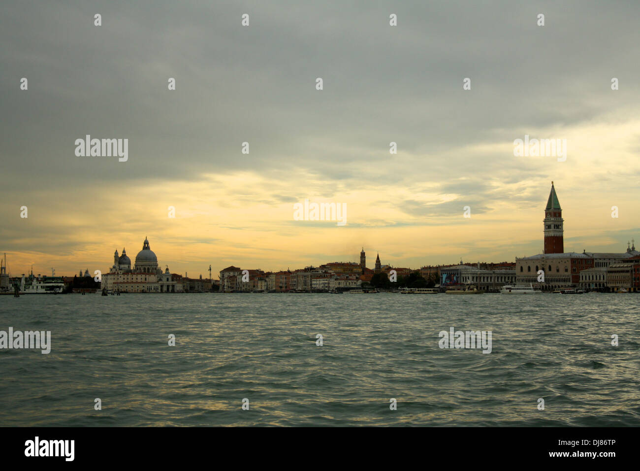 Cloudy twilight view, the Grand Canal, Venice, Italy Stock Photo