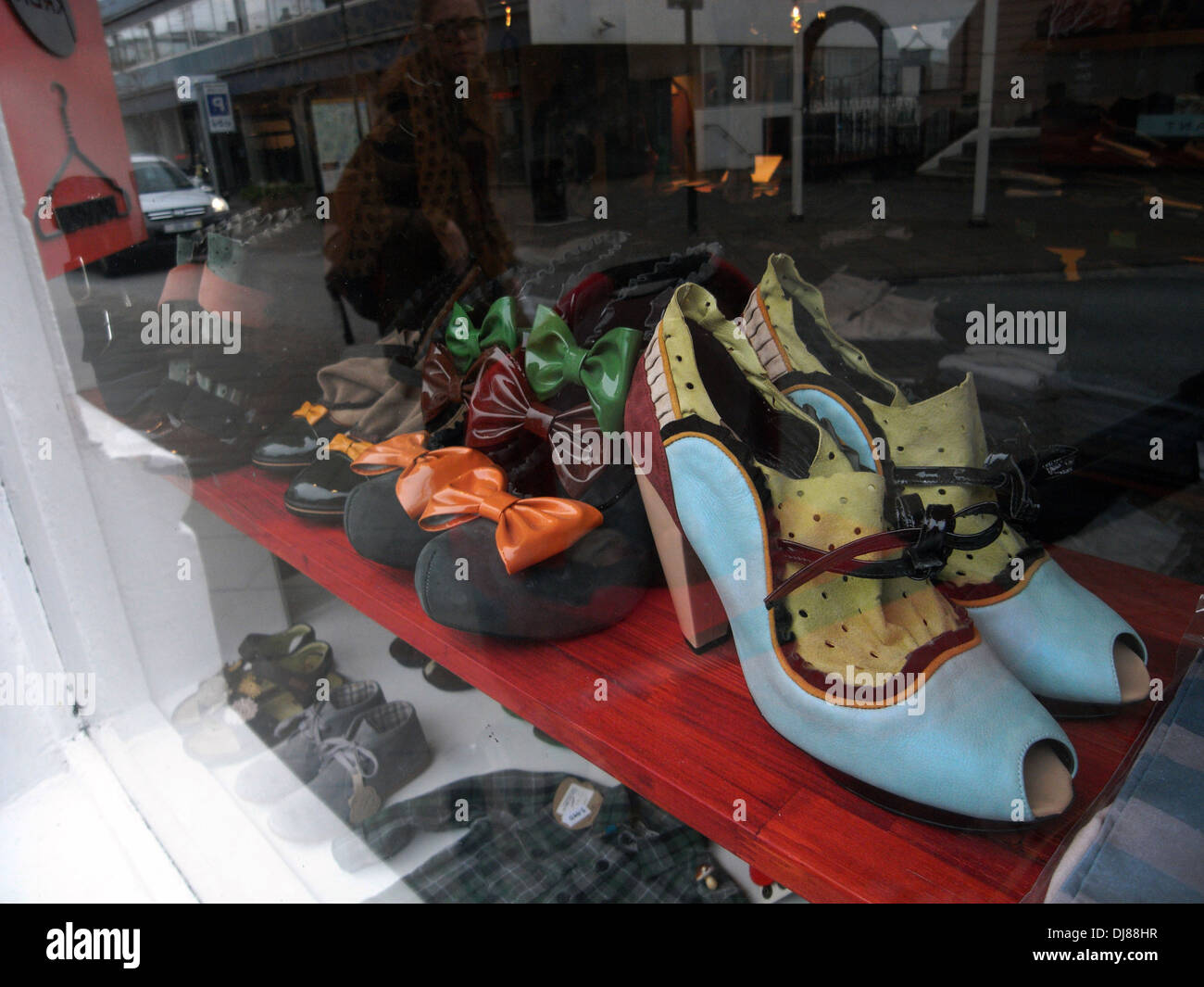 Shoes that no-one can afford to buy for sale in Reykjavik store, Iceland Stock Photo