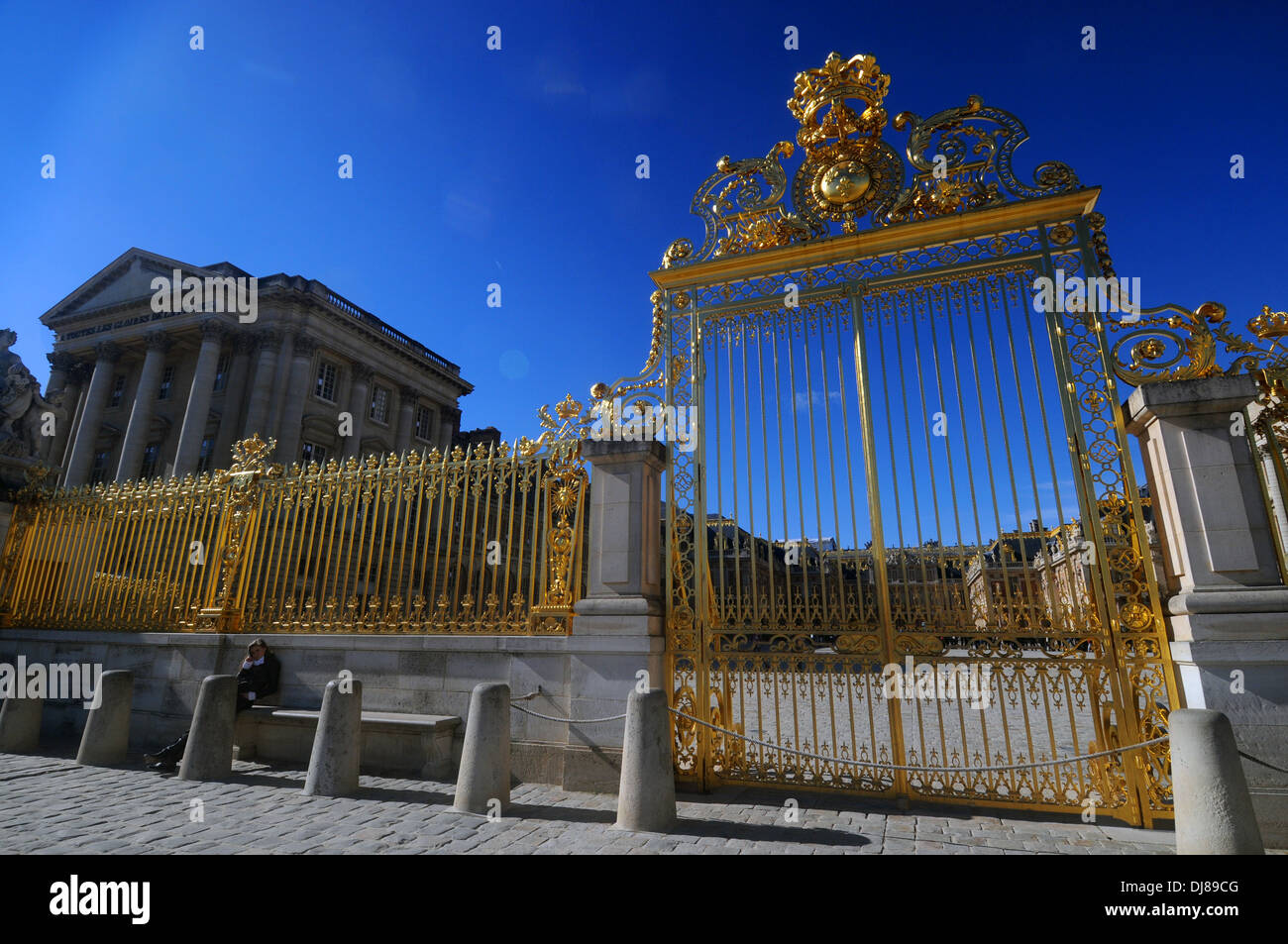 Golden gates of the Palace at Versailles, Paris, France. No MR or PR Stock Photo