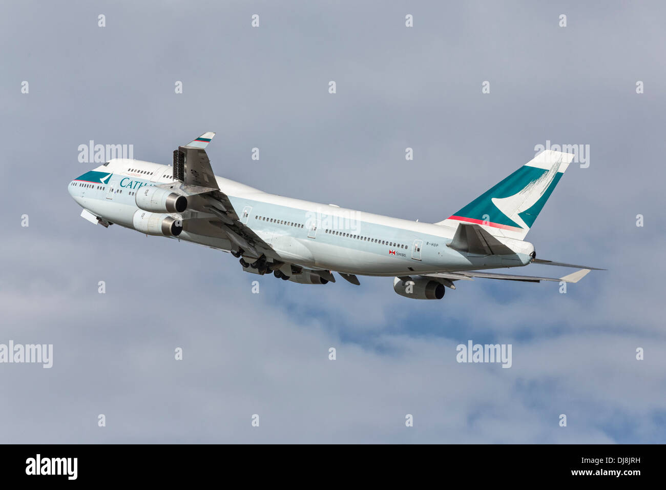 Boeing 747 of the Hong Kong airline Cathay pacific on departure Stock Photo