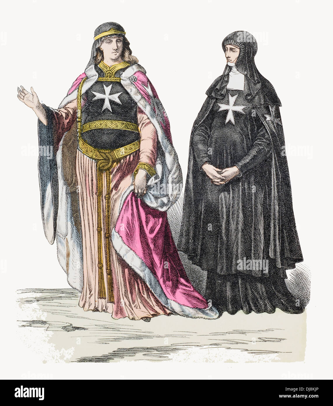 Nuns of St. John. Crusaders of the 12th XII and 13th XIII Century Stock Photo