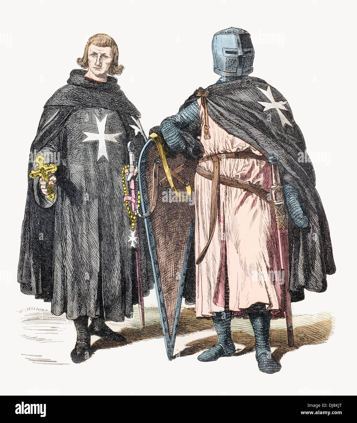 12th XII 13th XIII Century Knights of the Order of St John Hospitaller Stock Photo