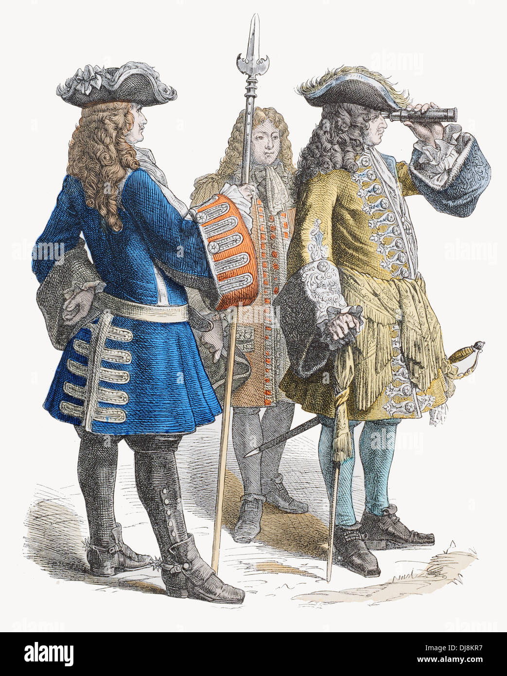 Early 18th century XVIII French Marshal and Subaltern Stock Photo
