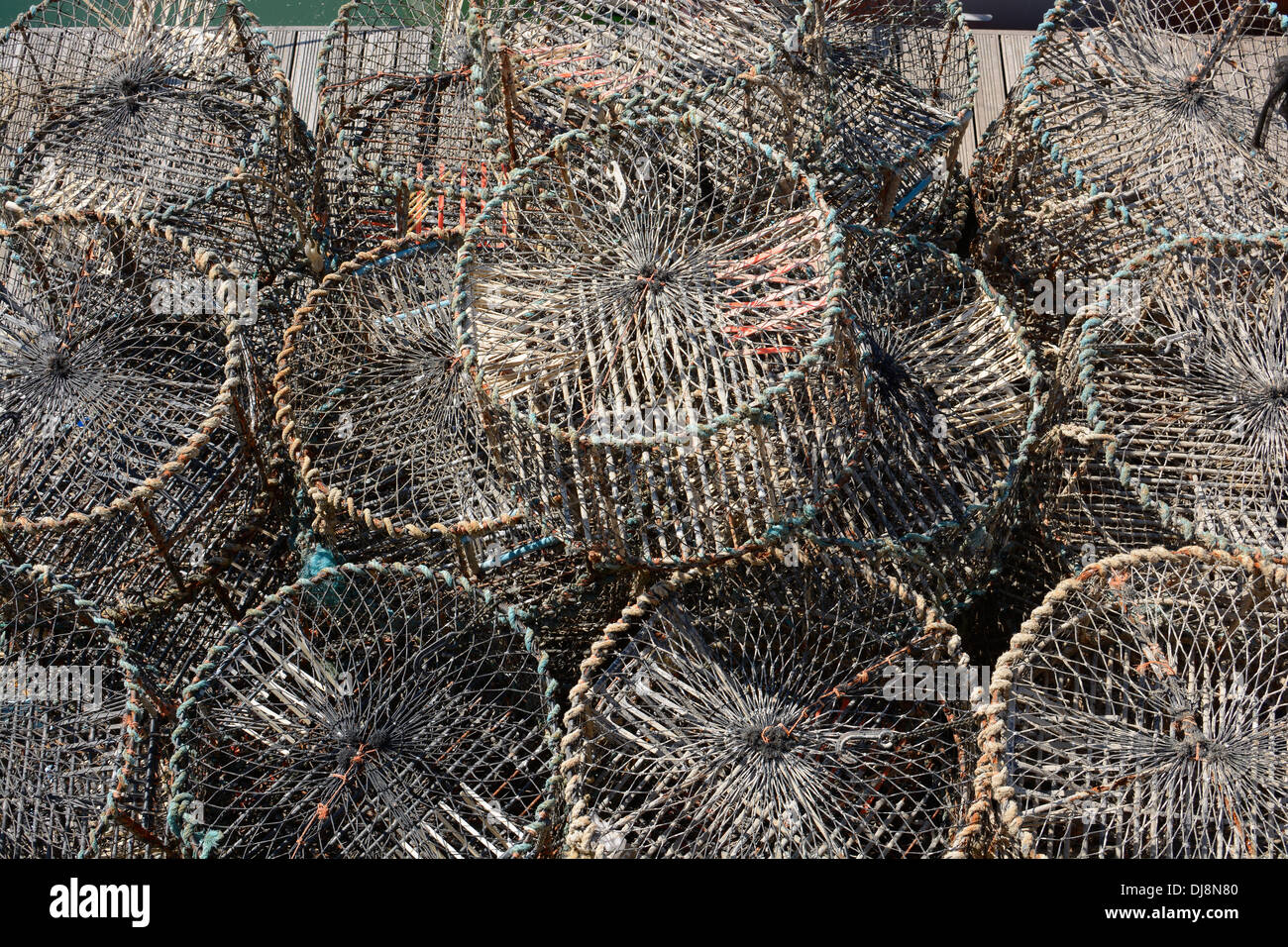 Lobster or crab pots at Brighton Marina. East Sussex. England Stock Photo