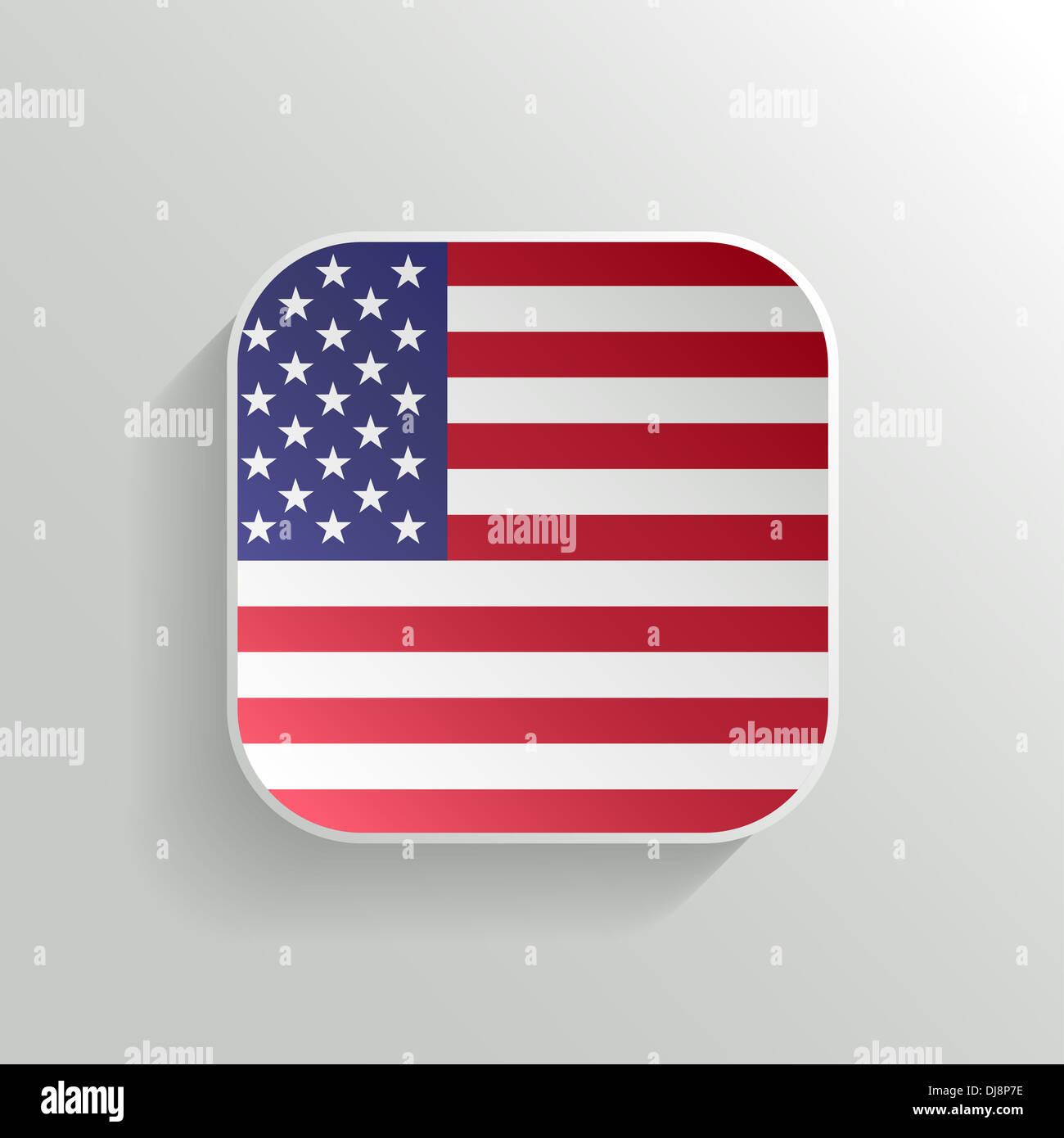 Button - United States of America Flag Icon on White Background Stock Photo