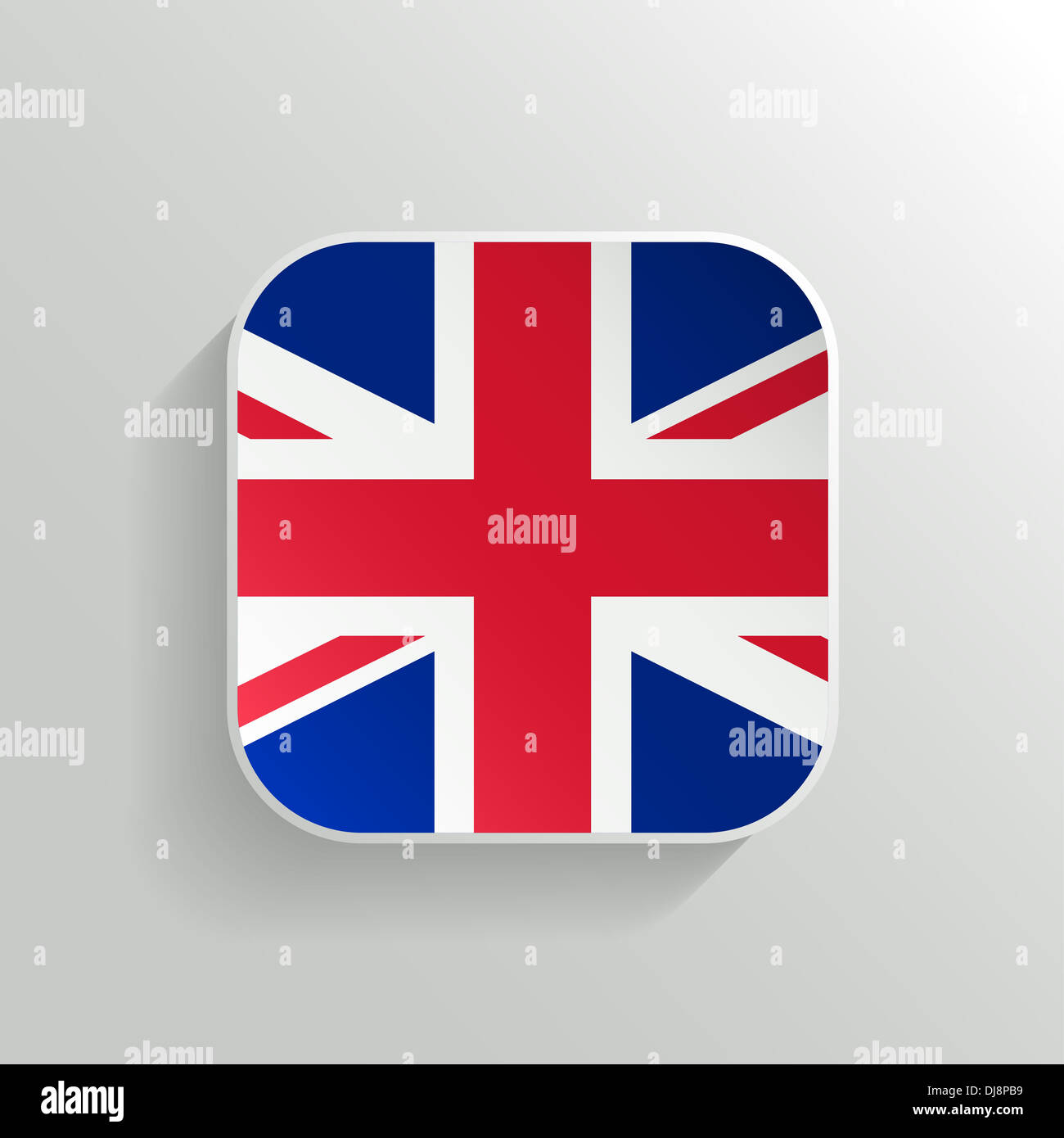 Button - United Kingdom Flag Icon on White Background Stock Photo