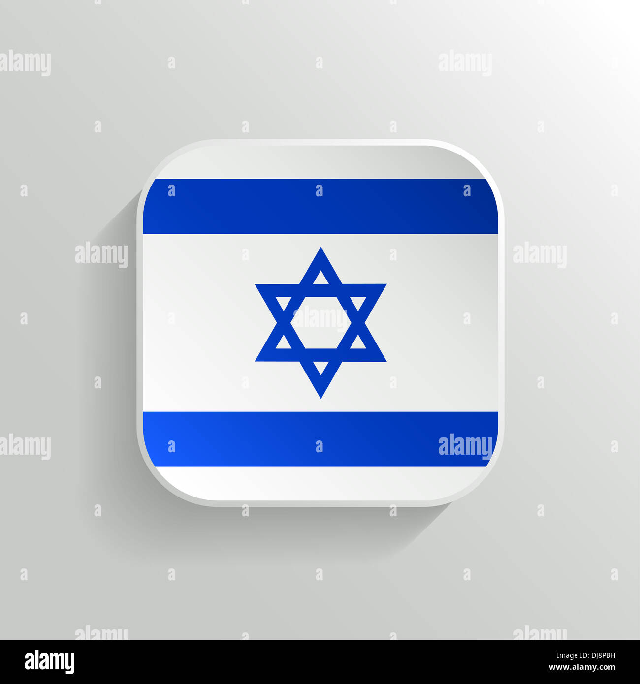 Button - Israel Flag Icon on White Background Stock Photo