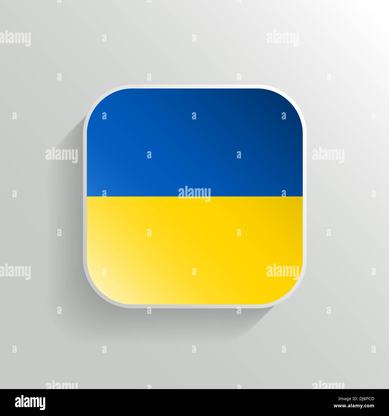 Button - Ukraine Flag Icon on White Background Stock Photo